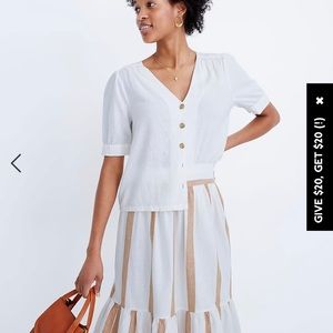 Madewell Linen-Blend Plaza Button-Front Shirt